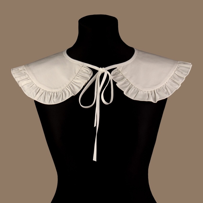 Воротник накладной, с отделкой из рюш, диаметр горловины = 43 см, 99 &times; 14 см, цвет айвори