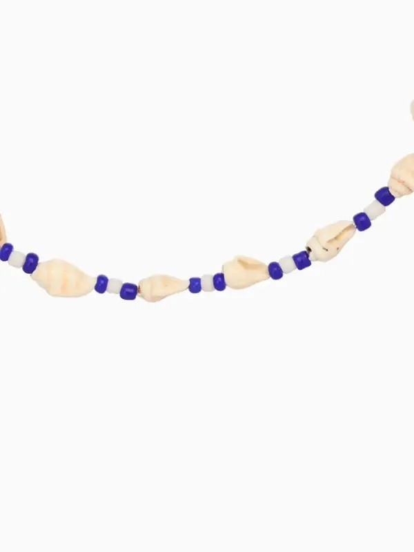 Браслет на ногу, анклет, длина 20 см, белый, синий