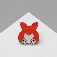 Значок &laquo;Собачка&raquo; корги, хвостик, цвет оранжево-белый в золоте