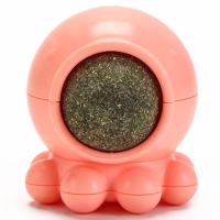 Игрушка для кошек из кошачьей мяты "Осьминог" на основании, 5 х 4 см, розовая