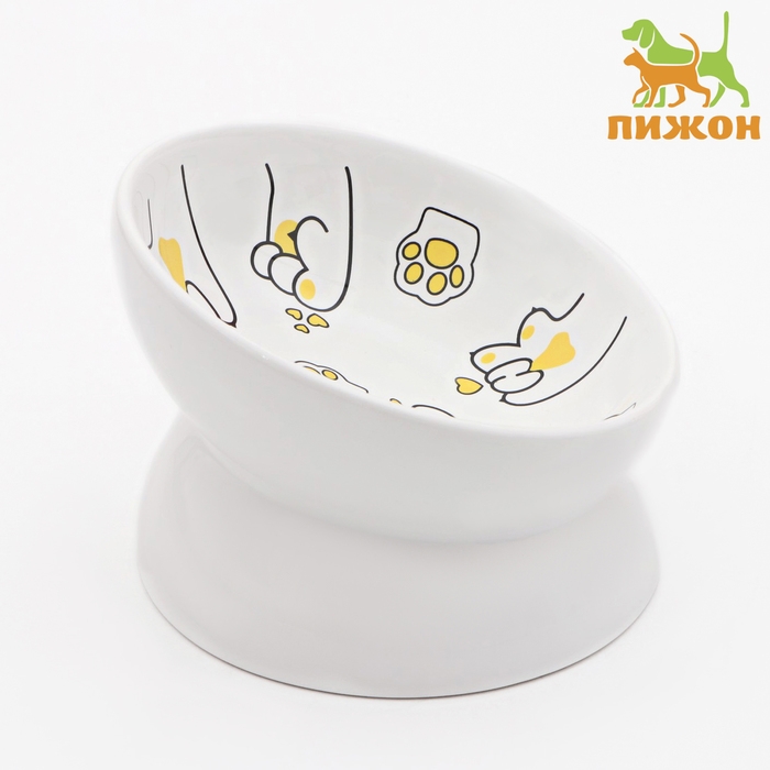 Миска керамическая "Лапа Кота" 150 мл  13 x 9 cм, белая