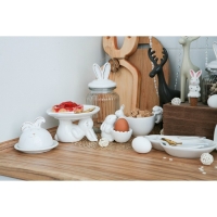 Блюдо с крышкой Доляна «Зайка в золотом», 12×9,5 см, цвет белый Блюдо с крышкой Доляна «Зайка в золотом», 12×9,5 см, цвет белый