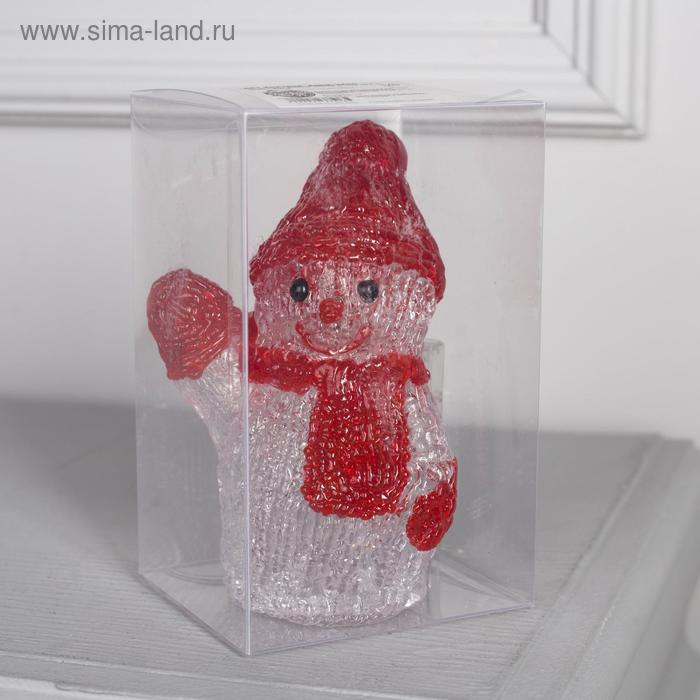 Светодиодная фигура &laquo;Приветливый снеговичок&raquo; 7 &times; 15 &times; 7 см, акрил, 8 LED, батарейки ААх2 (не в комплекте), свечение белое