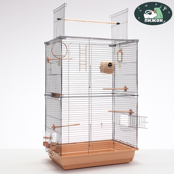Клетка для птиц Клетка для птиц "Пижон" №104-Б, разборная, 2 секции, 58 х 40 х 88см, бежевая