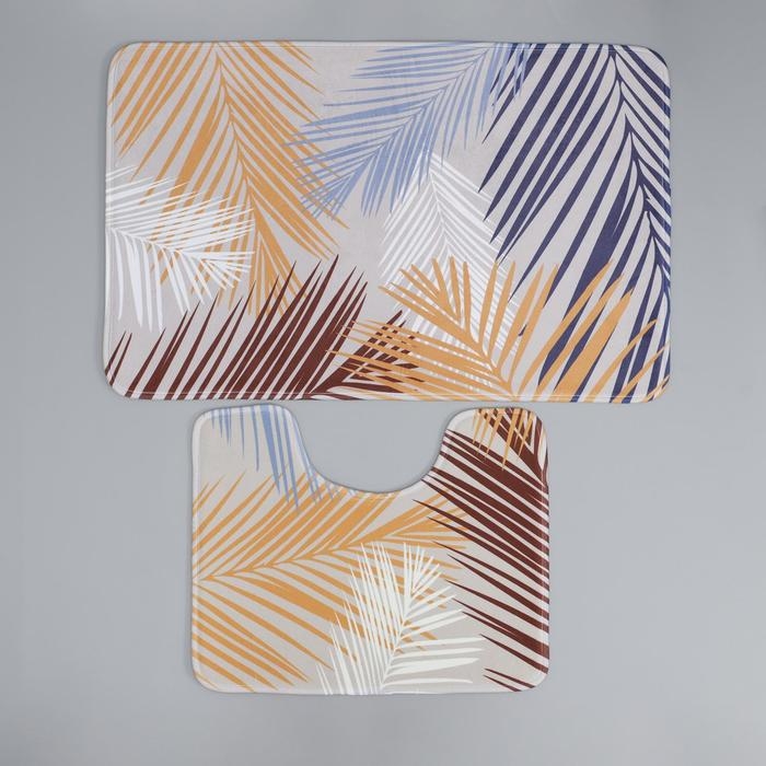 Набор ковриков для ванной и туалета Доляна &laquo;Тропический&raquo;, 2 шт: 50&times;80, 40&times;50 см