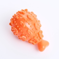 Игрушка массажная пищащая для собак "Окорок" 10 см, ТПР, оранжевая