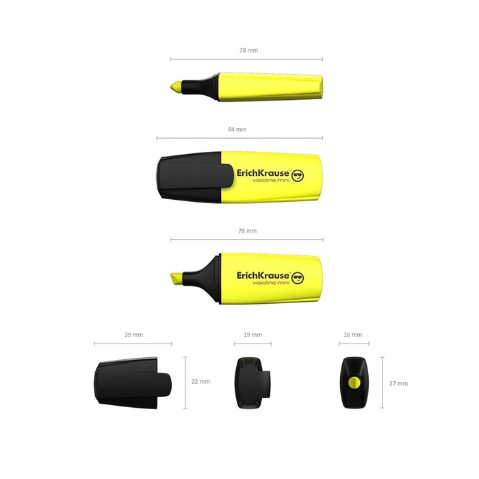 Набор маркеров текстовыделителей 4 цвета, 0.6-5.2 мм, ErichKrause Mini, футляр, микс