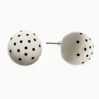 Серьги "Бусина" d=2см, в крапинку, цвет белый