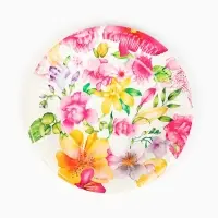 Тарелка одноразовая бумажная &laquo;Акварельные цветы&raquo;, белая, 18 см