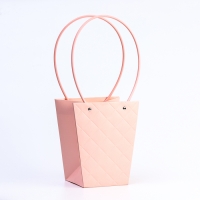 Сумка для цветов пудра влагостойкая, 17x17-11.5x11.5-20 см