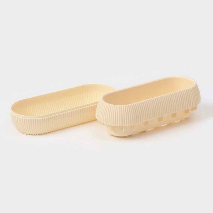 Кашпо для цветов с поддоном Rasfill, 1,3 л, 20,5&times;8,5&times;7 см, овальное, бежевое