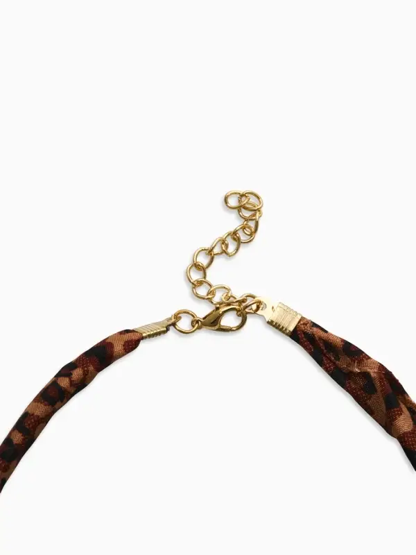 Колье "Новый стиль" микс подвесок, светло-коричневый леопард, в золоте 40+удл