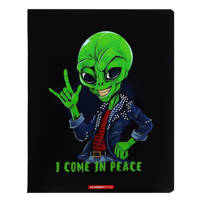 Тетрадь 48 листов в клетку "Гуманоид", обложка мелованный картон, выборочный УФ-лак, конгреф, МИКС