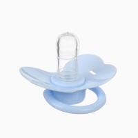 Пустышка классическая, с держателем, +0мес., цвет голубой