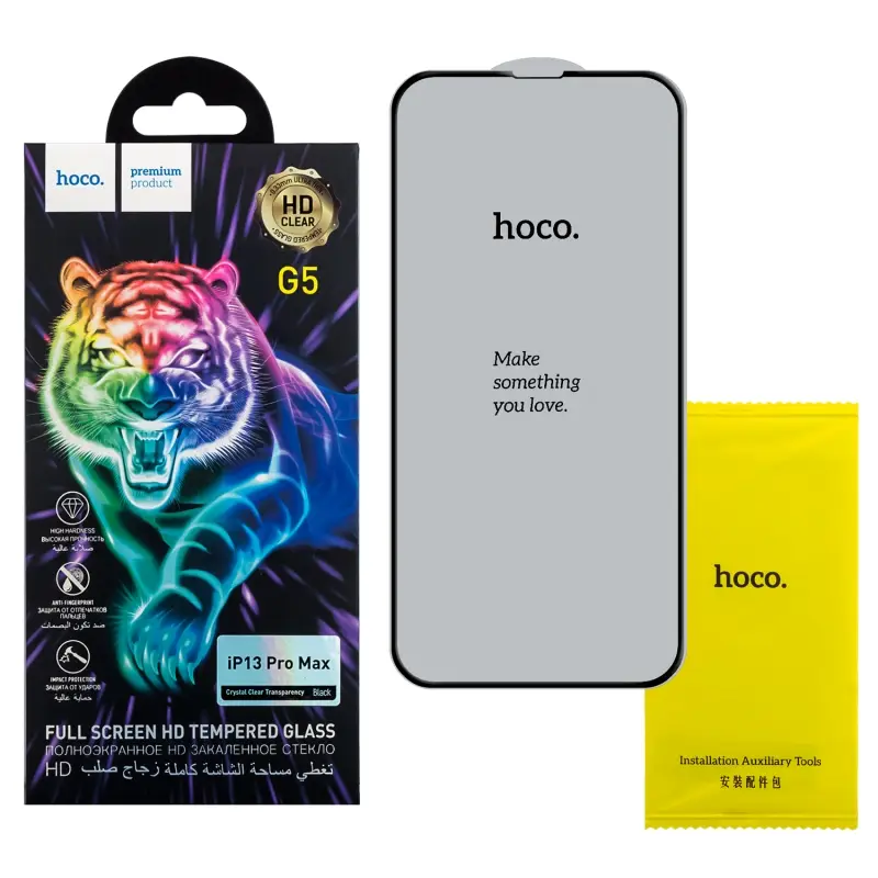 Защитное стекло iPh 13 Pro Max/14 Plus (6.7) Full Screen G5 black HOCO тонкая рамка