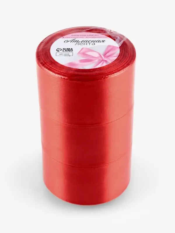 Набор лент атласных (3шт) 50мм*25&plusmn;1ярд(23м&plusmn;1м)  №26 красный ВБ АУ