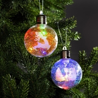 Набор ёлочных шаров &laquo;Ледяные узоры&raquo; 2 шт., батарейки, 1 LED, свечение RGB