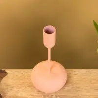 Подсвечник на 1 свечу текстурный "Пудровый розовый" 8х8х15,5 см