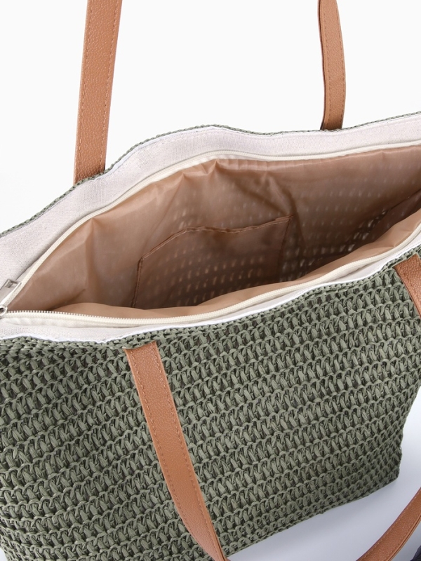 Сумка пляжная Одноцвет, 47*14*35, отд на молнии, подкладка, зеленый Сумка пляжная Одноцвет, 47*14*35, отд на молнии, подкладка, зеленый