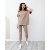 Футболка женская MINAKU OVERSIZE FIT: цвет коричневый, р-р 46
