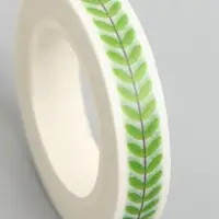Клейкая лента бумага "Зелёные листики" ширина 0,8 см намотка 10 м 4,1х4,1х0,8 см