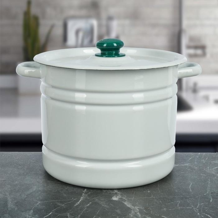 Мантоварка-позница эмалированная, 9 л, 3 вставки, цвет белый