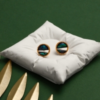 Серьги &laquo;Галиотис&raquo; круг, зелёные в золоте