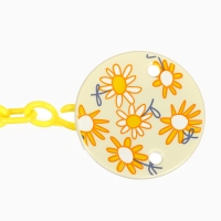 Набор: Соска - пустышка с держателем &laquo;Цветы&raquo;, ортодонтическая, +6 мес, цвет желтый