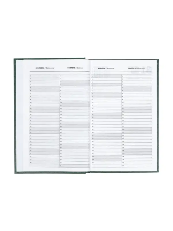Ежедневник датир 2026г А5 168л б/вин, Зеленый ТЕМНЫЙ