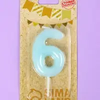Свеча в торт &laquo;Цифра 6&raquo;, светящаяся голубая, 9 см