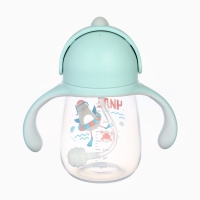 Поильник - непроливайка детский с силиконовой трубочкой &laquo;Чайка&raquo;, 260 мл., с ручками, голубой