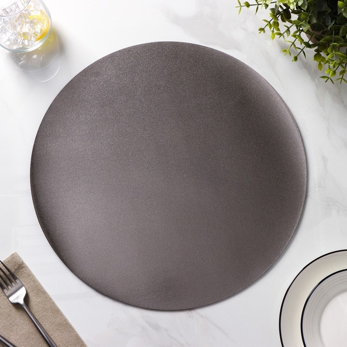 Салфетки сервировочные на стол Доляна &laquo;Спутник&raquo;, d=38 см, 4 шт, двусторонние, цвет металлический/чёрный