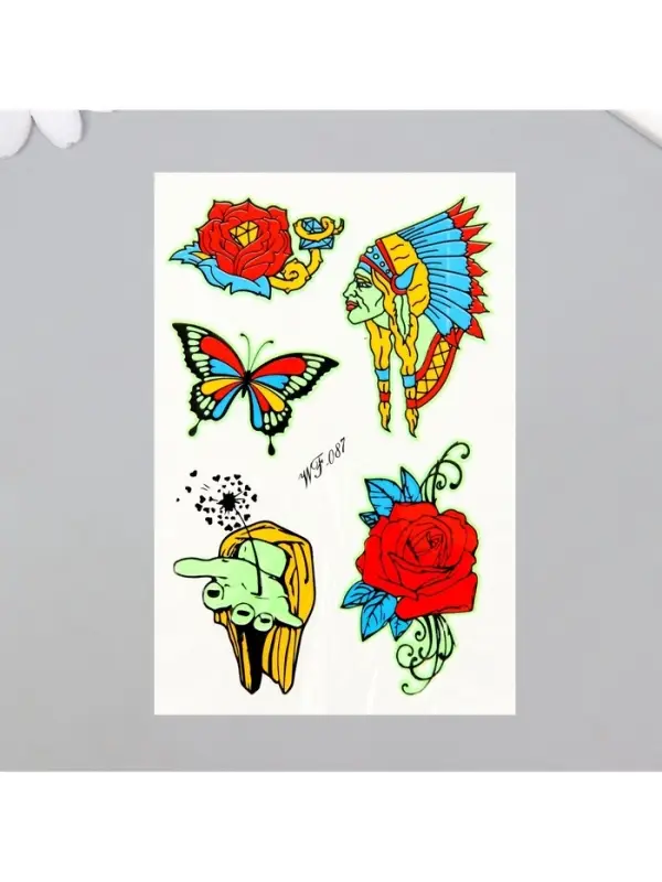 Переводные тату на тело светящиеся цветные &laquo;Этника&raquo;, 14.3&times;7.5 см