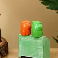 Календарь настольный &laquo;Пара совят&raquo;, 7.5&times;4&times;10 см, дерево, зелёный, оранжевый