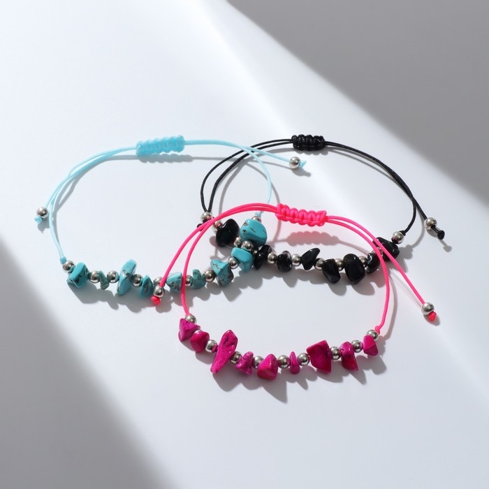 Браслеты-обереги &laquo;Нить желаний&raquo; набор 12 шт., камни, цветные
