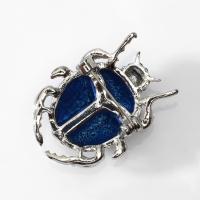 Брошь &laquo;Жук&raquo; скарабей, цвет матово-синий в серебре