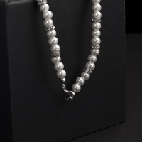 Бусы жемчуг &laquo;Невеста&raquo; со стразами, шар №4, цвет белый, L= 43,5 см