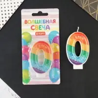 Свеча для торта, цифра 0 &laquo;С Днем рождения&raquo;, 7 х 4,3 см