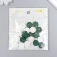 Бусины для творчества дерево "Плоский круг" набор 20 шт белый, зелёный 0,4х1,5х1,5 см