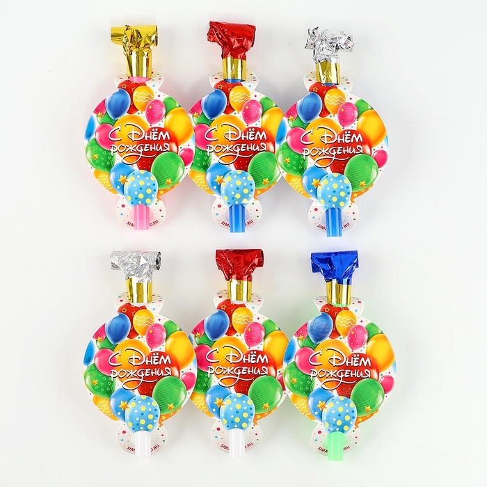 Карнавальный язычок &laquo;С Днём Рождения&raquo;, на подложке, набор 6 шт