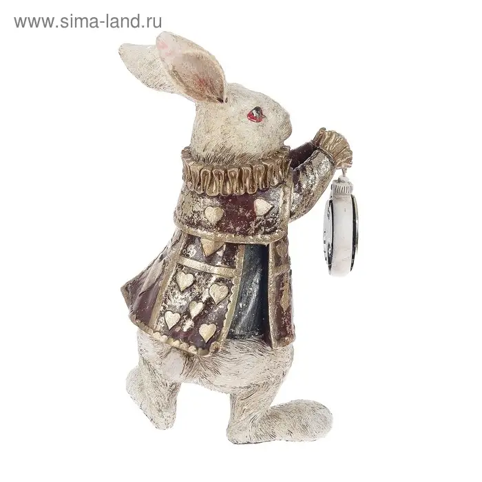 Фигурка-часы настольные полистоун &laquo;Белый кролик в камзоле&raquo;, 25&times;10&times;13.5 см