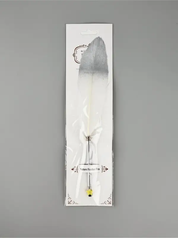 Перо белое с серебром (наконечник ручка), дл.25 см