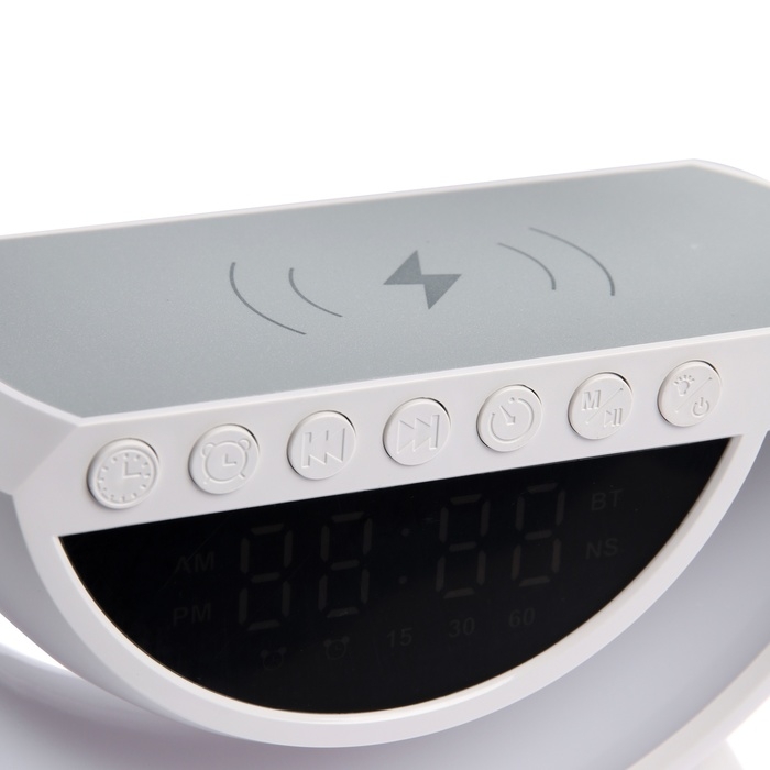 Портативная колонка- ночник BT3401, 5 Вт колонка, 15 W зарядка, 1200 мАч, подсветка, белая