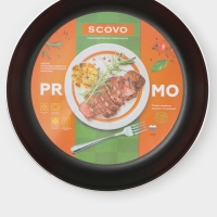 Сковорода Promo, d=24 см, стеклянная крышка, антипригарное покрытие, алюминий, чёрная