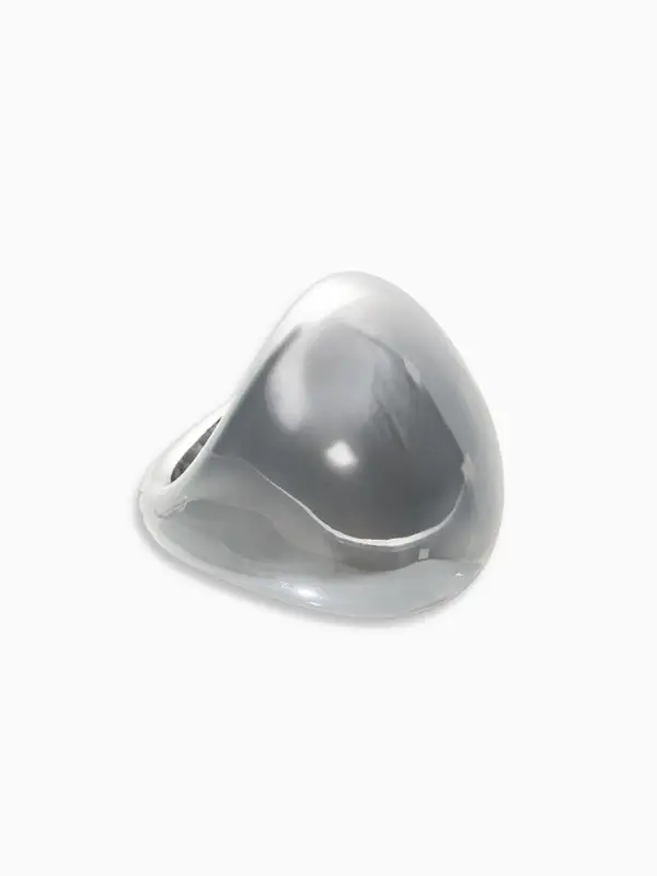 Кольцо пластик "Объемный круг", р-р 17, цвет серебро