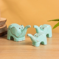 Сувенирный набор «Милые слоники», 12 см, 10 см, 9 см, дерево, бирюзовый Сувенирный набор «Милые слоники», 12 см, 10 см, 9 см, дерево, бирюзовый