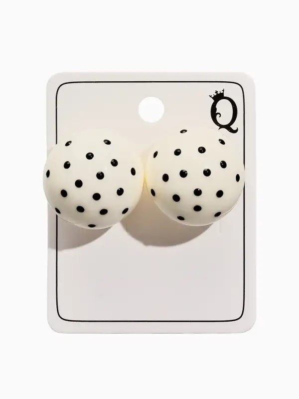 Серьги "Бусина" d=2см, в крапинку, цвет белый