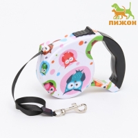 Рулетка с поводком-лентой, резиновая ручка, 5 м, вес животного до 15 кг, совы Рулетка с поводком-лентой, резиновая ручка, 5 м, вес животного до 15 кг, совы