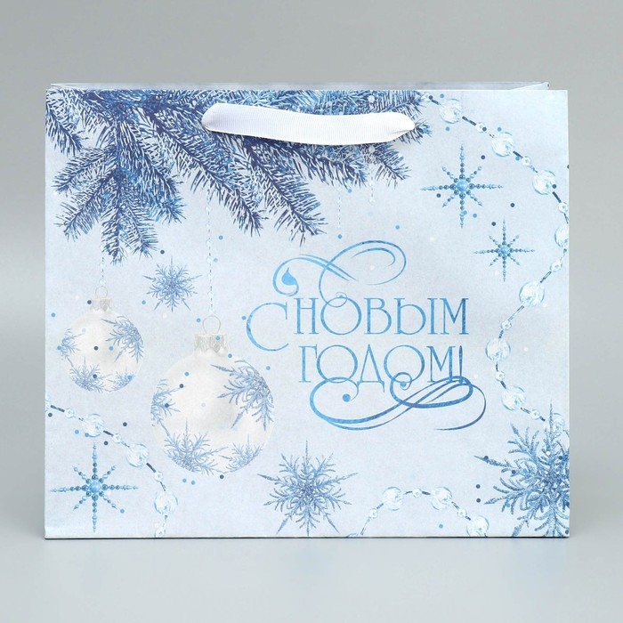 Пакет подарочный новогодний крафтовый горизонтальный &laquo;Нежность Нового года&raquo;, ML 27 х 23 х 11.5 см, Новый год