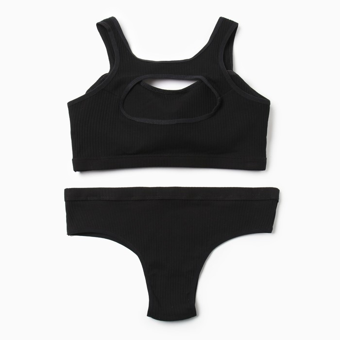 Комплект женский (топ, трусы) цвет черный, размер 46-48